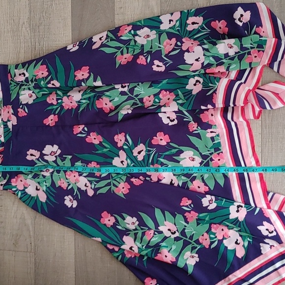 Vince Camuto US 12 Floral Indigo and Pink Sleeveless Summer Dress - Picture 11 of 14